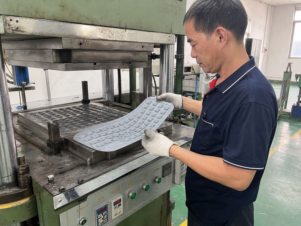 Silicone compression and injection molding equipment at Pandasoft factory