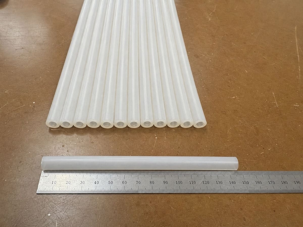 Custom cut-to-length silicone tubes prepared for assembly packaging