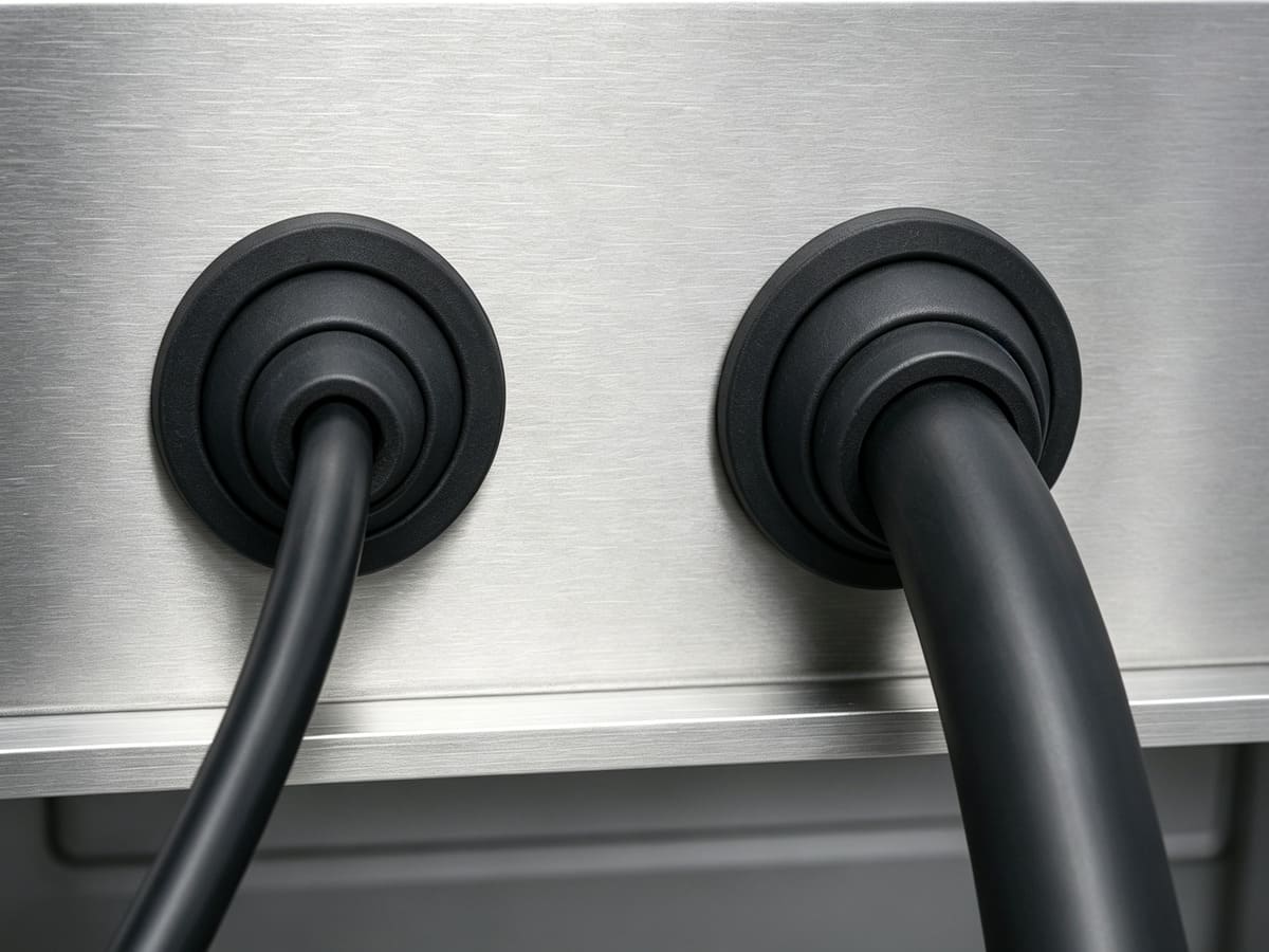 Stepped silicone grommets for vibration equipment wiring with dual cable OD ranges