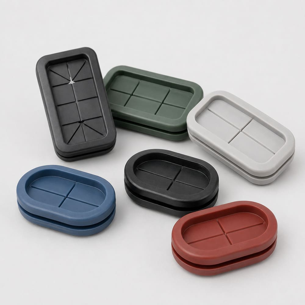 Oval and Rectangular Silicone Grommets - ribbon cables and flat wire bundles