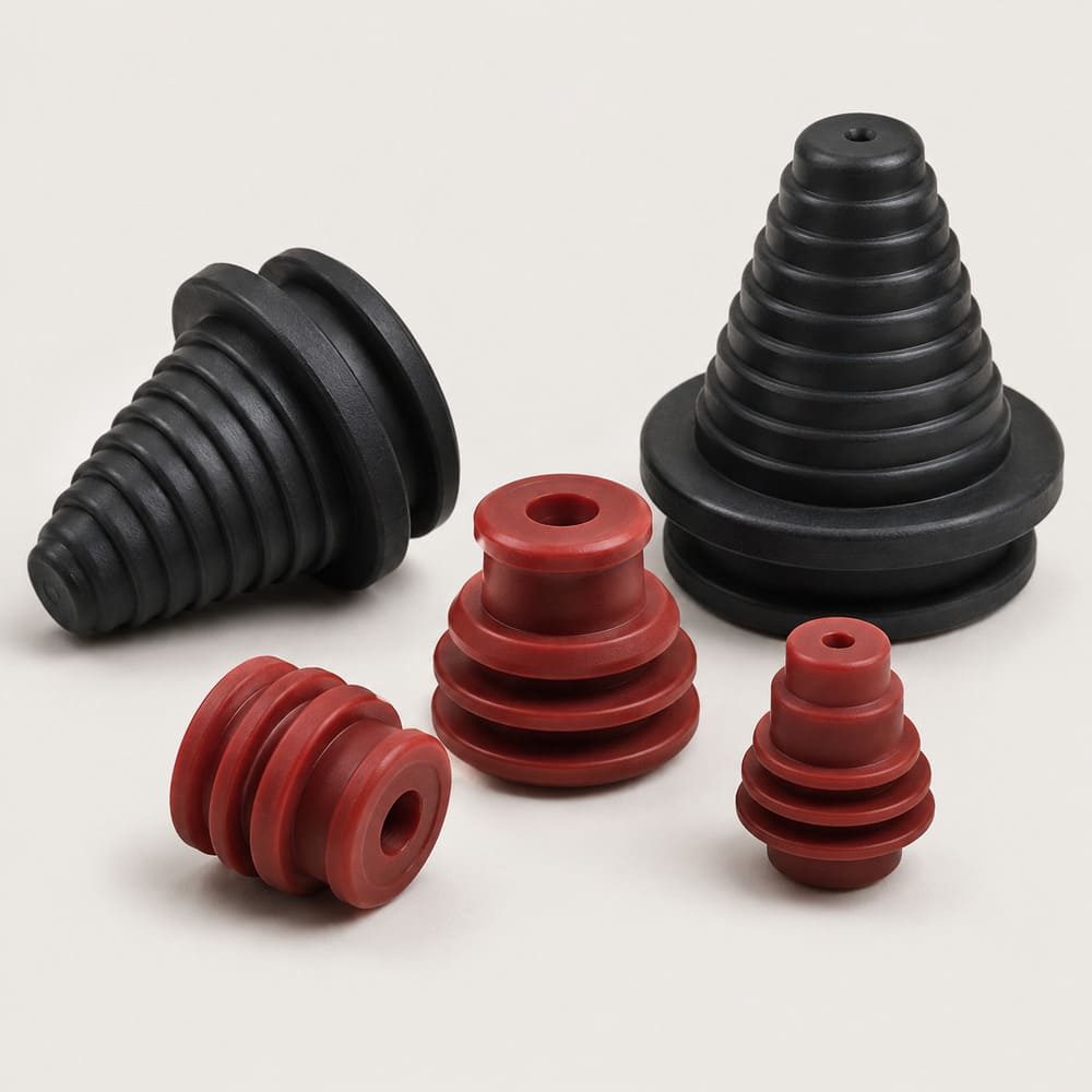 Stepped Silicone Grommets - one part multiple hole and cable sizes
