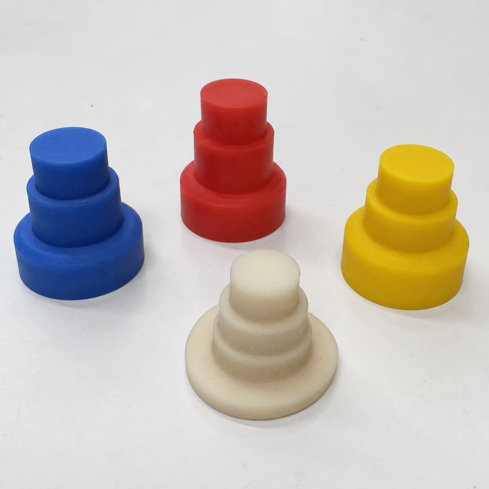 Stepped silicone plugs manufactured by Pandasoft